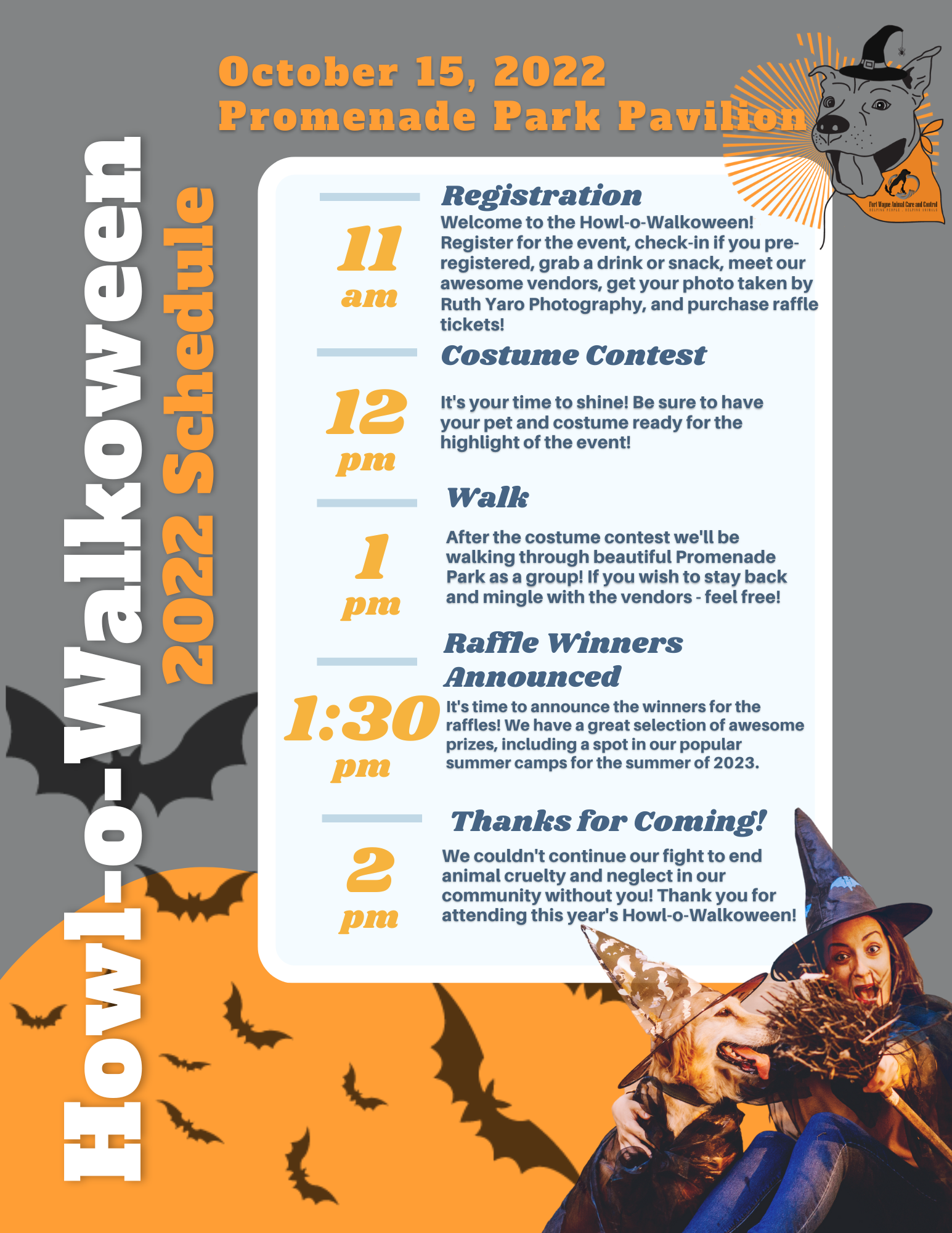 Schedule for the HowloWalkoween City of Fort Wayne